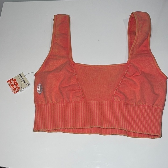 Free People orange Poppy Square Neck Sports Bra SPF 30 UV protection size M/L - Picture 4 of 10